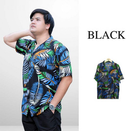 THE ROOM'S เสื้อฮาวาย ลายAloha leaf สีดำ - THE ROOM'S, เสื้อผ้า