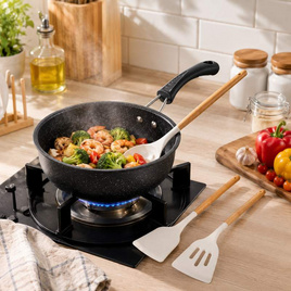 TIN TIN กระทะ ขนาด 19 CM รุ่น Z0152-Black + Set ตะหลิว 3 ชิ้น - TIN TIN, สินค้าใหม่