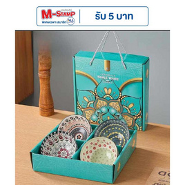 TIN TIN ชุดถ้วยเซรามิค 4 ใบพร้อมตะเกียบ สีฟ้าเฮนน่า - TIN TIN, 7Online