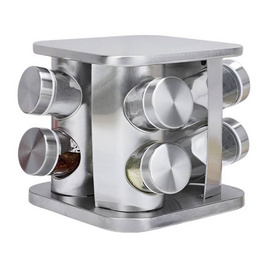 TS ชั้นวางเครื่องเทศแก้วหมุนได้ 360 องศา 2 ชั้น 8 ขวด - TS Modern Living, สินค้าใหม่บ้านและสวน