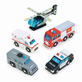 Tender Leaf Toys ของเล่นไม้ รถของเล่น ชุดยานพาหนะฉุกเฉิน Emergency Vehicles - Tender Leaf Toys, ของเล่นเพื่องานอดิเรก