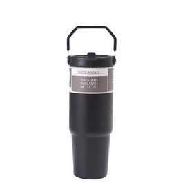 TinTin Shop แก้วเก็บอุณหภูมิ แบบมีหูหิ้ว 890 ML - ดำ - TinTin Shop, อุปกรณ์จัดเก็บอาหาร