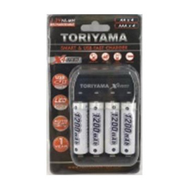 Toriyama แท่นชาร์จ+ถ่านชาร์จ รุ่น AA1200 Pack4 - Toriyama, แบตเตอรี่พร้อมเครื่องชาร์จ