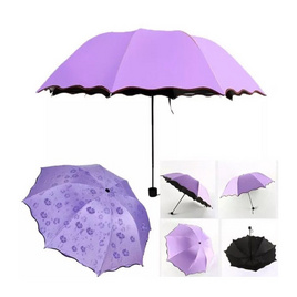 Umbrella ร่มพับ กันฝน กันแสงแดด โดนน้ำเปลี่ยนลายดอกไม้ - Umbrella, ร่ม และเสื้อกันฝน