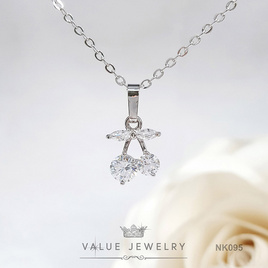 ValueJewelry สร้อยคอพร้อมจี้ ประดับคริสตัลแท้ ลายเชอรี่ Cherry ขนาดเล็ก เครื่องประดับ สร้อย NK095 - ValueJewelry, แฟชั่น