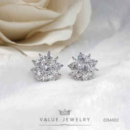 ValueJewelry ต่างหูแบบหนีบ ประดับคริสตัลทรงเพชรมาคี ลายดอกไม้ ขนาดพอเหมาะ ER4002 - ValueJewelry, แฟชั่นผู้หญิง