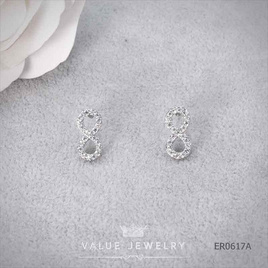 ValueJewelry ต่างหูแป้น ฝังคริสตัลแท้ ลายอินฟินิตี้ Infinity นำโชค ER0617 - ValueJewelry, ต่างหู