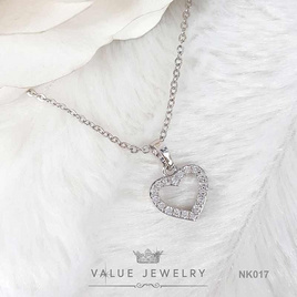 ValueJewelry สร้อยคอพร้อมจี้ ฝังคริสตัลแท้ ลายหัวใจ ขนาดพอเหมาะ NK017 - ValueJewelry, แฟชั่นผู้หญิง