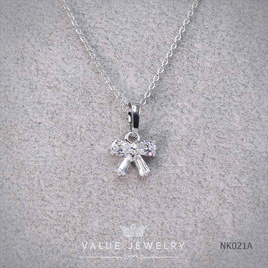 ValueJewelry สร้อยคอพร้อมจี้ ประดับคริสตัลแท้ ลายโบ ขนาดเล็ก NK021 - ValueJewelry, เครื่องประดับผู้หญิง