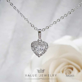 ValueJewelry สร้อยคอพร้อมจี้ ฝังคริสตัลแท้ ลายหัวใจ ขนาดกลาง สร้อย สร้อยคอ เครื่องประดับ NK065 - ValueJewelry, เครื่องประดับผู้หญิง