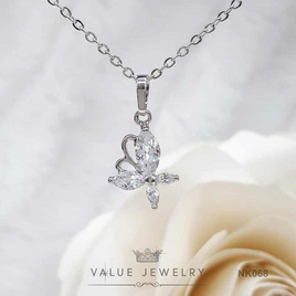 ValueJewelry สร้อยคอพร้อมจี้ ประดับคริสตัลทรงมาคี ลายผีเสื้อ  ขนาดพอเหมาะ  NK068 - ValueJewelry, สร้อยคอ และจี้