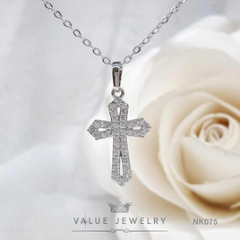 ValueJewelry สร้อยคอพร้อมจี้ ประดับคริสตัลแท้ ลายไม้กางเขน ขนาดกลาง NK075 - ValueJewelry, ValueJewelry