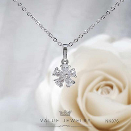 ValueJewelry สร้อยคอพร้อมจี้ ประดับคริสตัลทรงเพชรหยดน้ำ ลายดอกไม้ขนาดเล็ก NK076 - ValueJewelry, สร้อยคอ และจี้