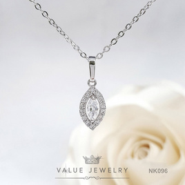 ValueJewelry สร้อยคอพร้อมจี้ ประดับคริสตัล ทรงเพชรมาคี ล้อมเพชรละเอียด ขนาดเล็ก  NK096 - ValueJewelry, เครื่องประดับผู้หญิง