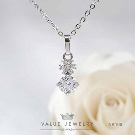 ValueJewelry สร้อยพร้อมจี้ ประดับคริสตัลเพชรกลมลายดอกไม้ หิมะ ขนาดเล็ก NK105 - ValueJewelry, แฟชั่นผู้หญิง