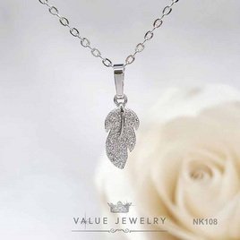 ValueJewelry สร้อยคอพร้อมจี้ ประดับคริสตัลละเอียด ลายขนนก ขนาดพอเหมาะ NK108 - ValueJewelry, สร้อยคอ และจี้