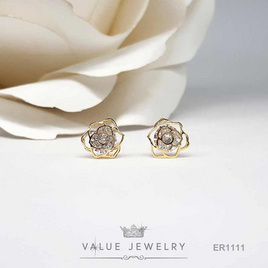 ValueJewelry ต่างหูแป้น ลายกุหลาบ Rose Camellia เครื่องประดับ ER1111 ValueJewelry - ValueJewelry, เครื่องประดับผู้หญิง