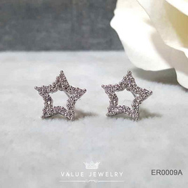 ValueJewelry ต่างหูแป้น ฝังคริสตัล ลายดาว Star ขนาดเล็ก เหมาะใส่ประจำ ตุ้มหู เครื่องประดับ ER0009 - ValueJewelry, ต่างหู