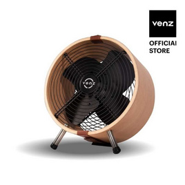 Venz พัดลมตกแต่ง ทรงกลมถังไม้ 12 นิ้ว รุ่น Wooden Fan - Venz, พัดลมตั้งโต๊ะ