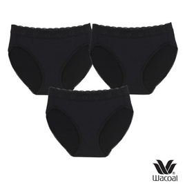 Wacoal Panty กางเกงในรูปทรง Bikini ขอบลูกไม้ รุ่น WU1T35 สีดำ Set 3 ชิ้น - Wacoal