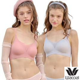 Wacoal ชุดชั้นไร้โครง เสริมฟองน้ำ Smart Size รุ่น WB3Y32/WB3232 สีน้ำตาลชมพู-ม่วง (แพ็ก 2 ชิ้น) - Wacoal, ชุดชั้นใน
