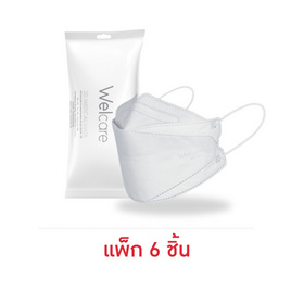 Welcare หน้ากากอนามัยทางการแพทย์ทรง 3D ชนิด 3 ชั้น สีขาว แบบซอง แพ็ก 6 ชิ้น (6แพ็ก) - welcare, 7Online