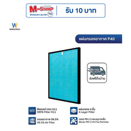 Worldtech ไส้กรองอากาศ 30-40 ตร.ม. รุ่น WT-P40-Filter - Worldtech, เครื่องฟอกอากาศ