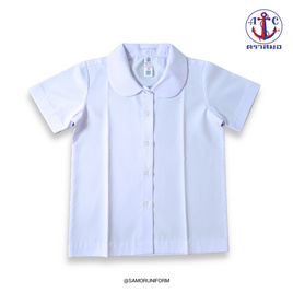 เสื้อนักเรียนหญิง ตราสมอ คอบัวผ่าตลอด แขนเรียบ กระเป๋าล่าง - ตราสมอ, สินค้าใหม่แฟชั่น