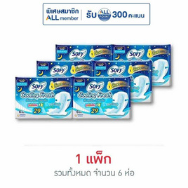 โซฟี คูลลิ่งเฟรชไนท์ซูเปอร์สลิม0.1 แบบมีปีก 29ซม. (ห่อละ 6 ชิ้น) - Sofy, ผ้าอนามัยแบบกลางคืน