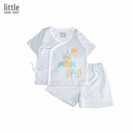 ชุดเด็กแรกเกิด ผ้าคอตตอน ผูกหน้า-แขนสั้น (0-3เดือน) - Little Home Baby, เซ็ตชุดของขวัญแรกเกิด