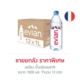 เอเวียง น้ำแร่ธรรมชาติ 1000 มล. (ยกลัง 12 ขวด) - Evian, เครื่องดื่ม