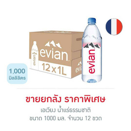 เอเวียง น้ำแร่ธรรมชาติ 1000 มล. (ยกลัง 12 ขวด) - Evian, น้ำดื่ม