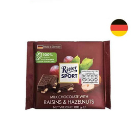 ริตเทอร์สปอร์ต ช็อกโกแลตนมผสมลูกเกดและเฮเซลนัท 100 กรัม - Ritter Sport, เยอรมัน