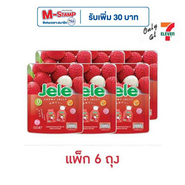 เจเล่ ชิววี่ เยลลี่ ผสมบุก กลิ่นลิ้นจี่ 108 กรัม (แพ็ก 6 ถุง) - Jele, ขนมขบเคี้ยว