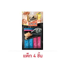 ชีบาเมลตี้ ขนมแมวเลีย สูตรแมวโต รสคัทสึโอะและคัทสึโอะแซลมอน 12ก. (แพ็ก 4 ชิ้น) - ชีบา, ชีบา