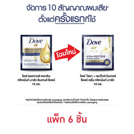 โดฟ ทรีทเม้นท์ มาส์ก ไฮยา + เพปไทด์ อินเทนซ์ รีแพร์ 12 มล. (แพ็ก 6 ชิ้น) - Dove, ราคาไม่เกิน 69.-