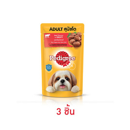 เพดดิกรี อาหารสุนัข ชนิดเปียก สูตรสุนัขโต รสวัวในน้ำเกรวี่ 130 ก. - เพดดิกรี, อาหารเปียก