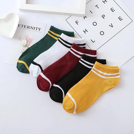 ถุงเท้าแฟชั่น รุ่น ลายขีด 1 แพค มี 10 คู่ 5 สี - Fashion sock, ถุงเท้าและถุงน่อง