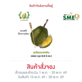สวนเจริญทรัพย์ ทุเรียนนกหยิบ กล่อง 1 ลูก (2.6-3.0 กก.) - สวนเจริญทรัพย์, ผักและผลไม้