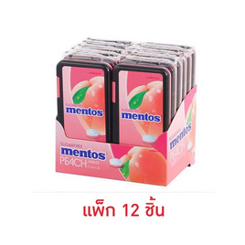 เมนทอส ลูกอมชูการ์ฟรีรสพีชมินต์ 21 กรัม (แพ็ก 12 ชิ้น) - เมนทอส, ลูกอม