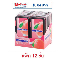 เมนทอส ลูกอมชูการ์ฟรีรสพีชมินต์ 21 กรัม (แพ็ก 12 ชิ้น) - เมนทอส, ลูกอม