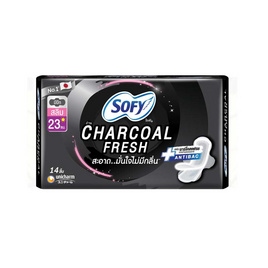 โซฟี ผ้าอนามัยถ่าน ชาร์โคล เฟรช สลิม มีปีก 23ซม. (14 ชิ้น) - Sofy, SOFY Charcoal Fresh