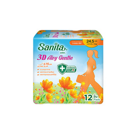 แซนนิต้า ทรีดีแอรี่เจนเทิล อัลตร้าสลิม มีปีก 24.5ซม. 12 ชิ้น - Sanita, ความงาม