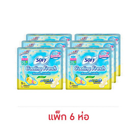 โซฟี คูลลิ่งเฟรชยูซุสลิม 25 ซม. ห่อละ 5 ชิ้น (แพ็ก 6 ห่อ) - Sofy, ผ้าอนามัยแบบกลางวัน