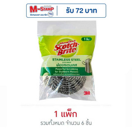 ฝอยสแตนเลส 25 กรัม (แพ็ก 6 ชิ้น) - 3M, อุปกรณ์ทำความสะอาดภายในบ้าน