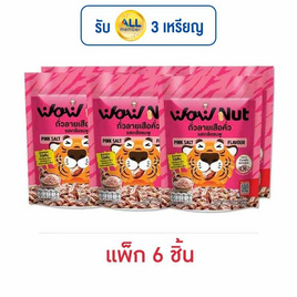 ว้าวนัท ถั่วลายเสือคั่ว รสเกลือชมพู 25 กรัม (แพ็ก 6 ชิ้น) - ว้าวนัท, ถั่ว