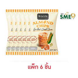เดอลาลิต้า ขนมข้าวและอัลมอนด์อัดแผ่นรสข้าวโพดหวานย่าง 25 กรัม (แพ็ก 6 ชิ้น) - เดอลาลิต้า, ขนมขบเคี้ยว
