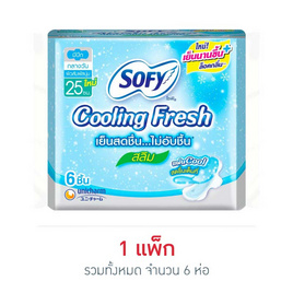 โซฟี ผ้าอนามัยคูลลิ่งเฟรช สลิม มีปีก 25ซม. ห่อละ 6 ชิ้น (แพ็ก 6 ห่อ) - Sofy, สุขภาพ