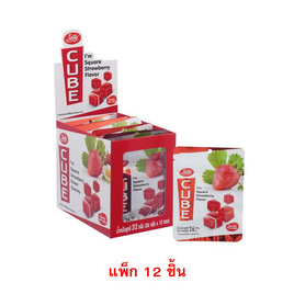 เจลฟี่ กัมมี่คิวบ์กลิ่นสตรอเบอร์รี่ 26 กรัม (แพ็ก 12 ชิ้น) - เจลฟี่