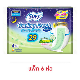 โซฟี คูลลิ่งเฟรชไนท์เนเชอรัล สลิม 29 ซม. ห่อละ 4 ชิ้น (แพ็ก 6 ห่อ) - Sofy, ผ้าอนามัยแบบกลางคืน